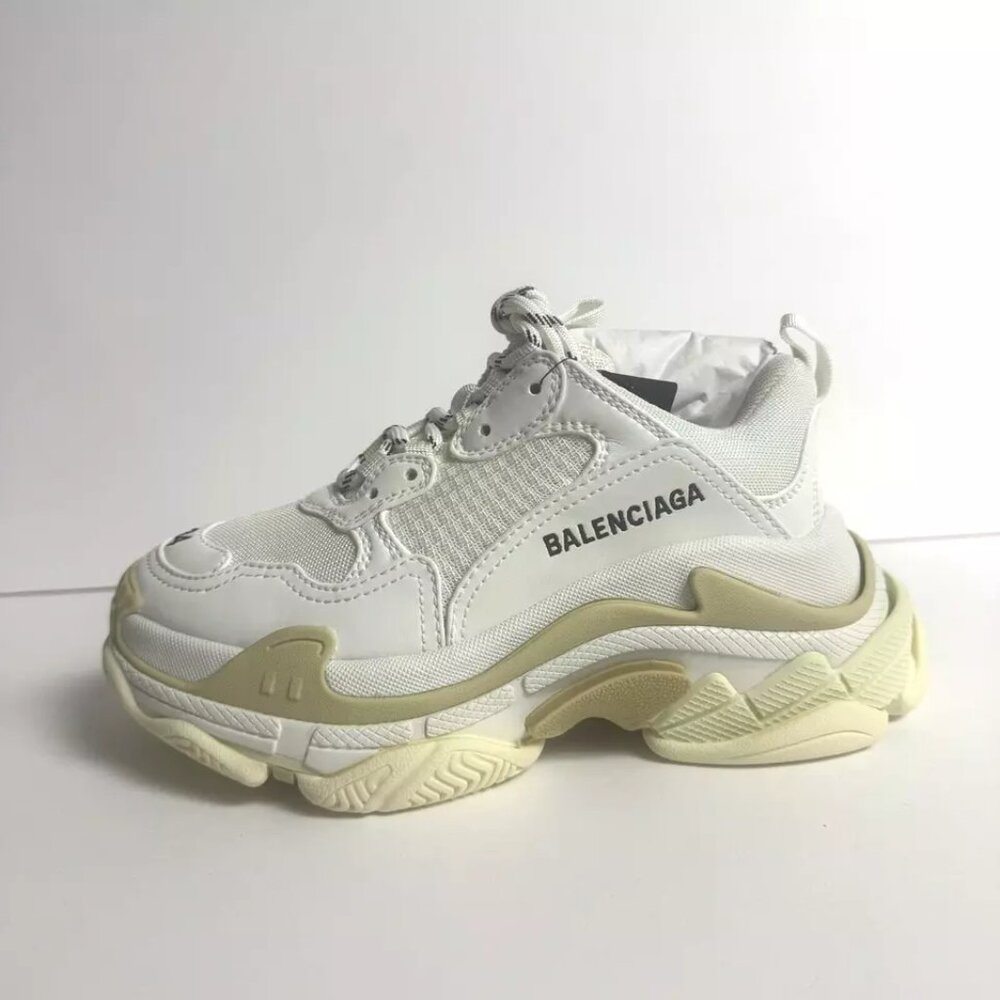 Balenciaga White and Cream Triple S Sneaker